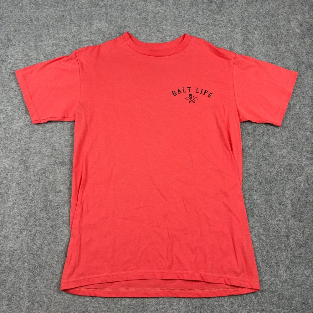 Salt Life T-Shirt Mens Small Red Graphic Anchor Skull Short Sleeve Surf Summer